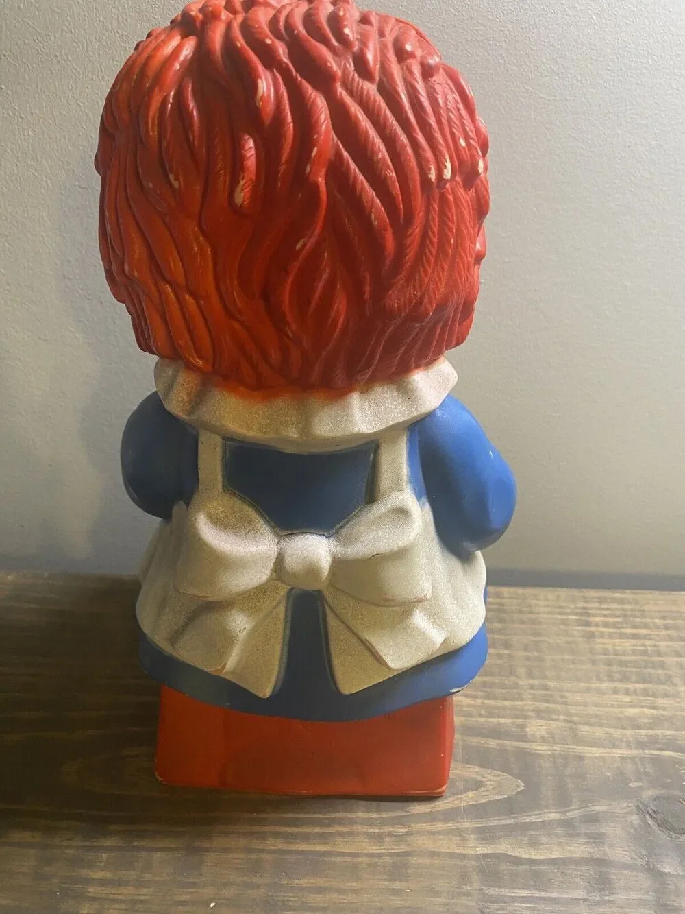 Vintage 1972 RAGGEDY ANN Plastic Piggy Bank BOBBS MERRILL MY TOY CO. Large 10.5